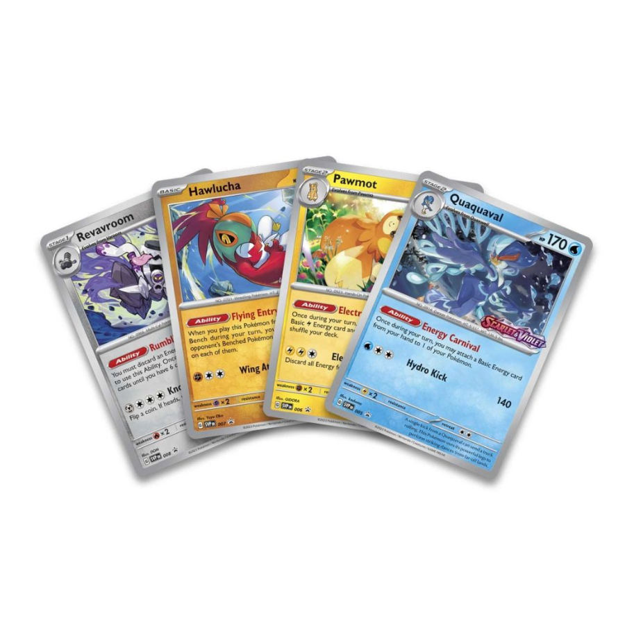 Scarlet & Violet *SEALED* Holo Promo and mini-deck featuring Revavroom, Hawlucha, Pawmot OR Quaquaval