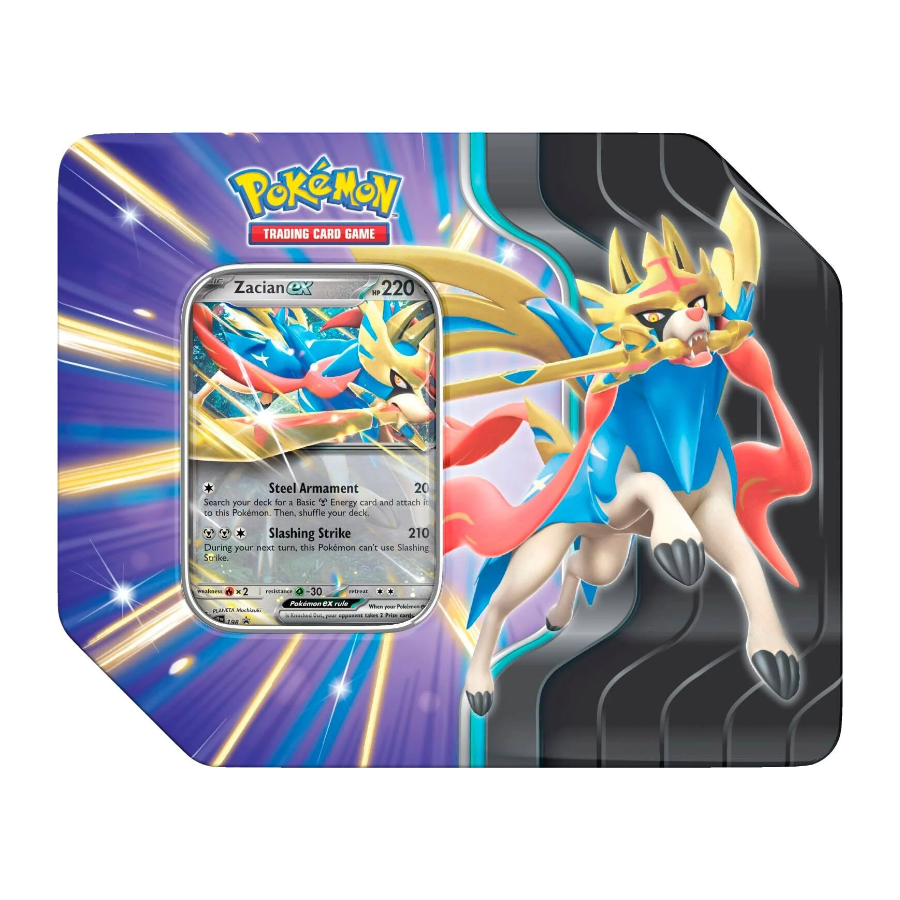 Slashing Legends Tins featuring Koraidon ex or Zacian ex