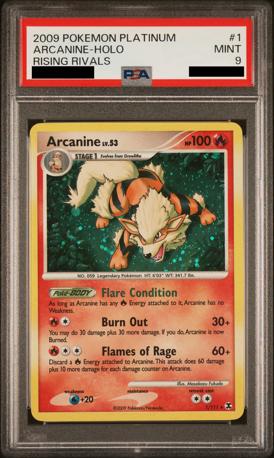 PSA 9 MINT Arcanine - Rising Rivals Holo 1/111