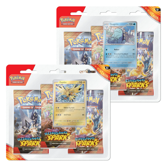 Surging Sparks 3x Booster Pack Blister with either Quagsire/Zapdos Promo