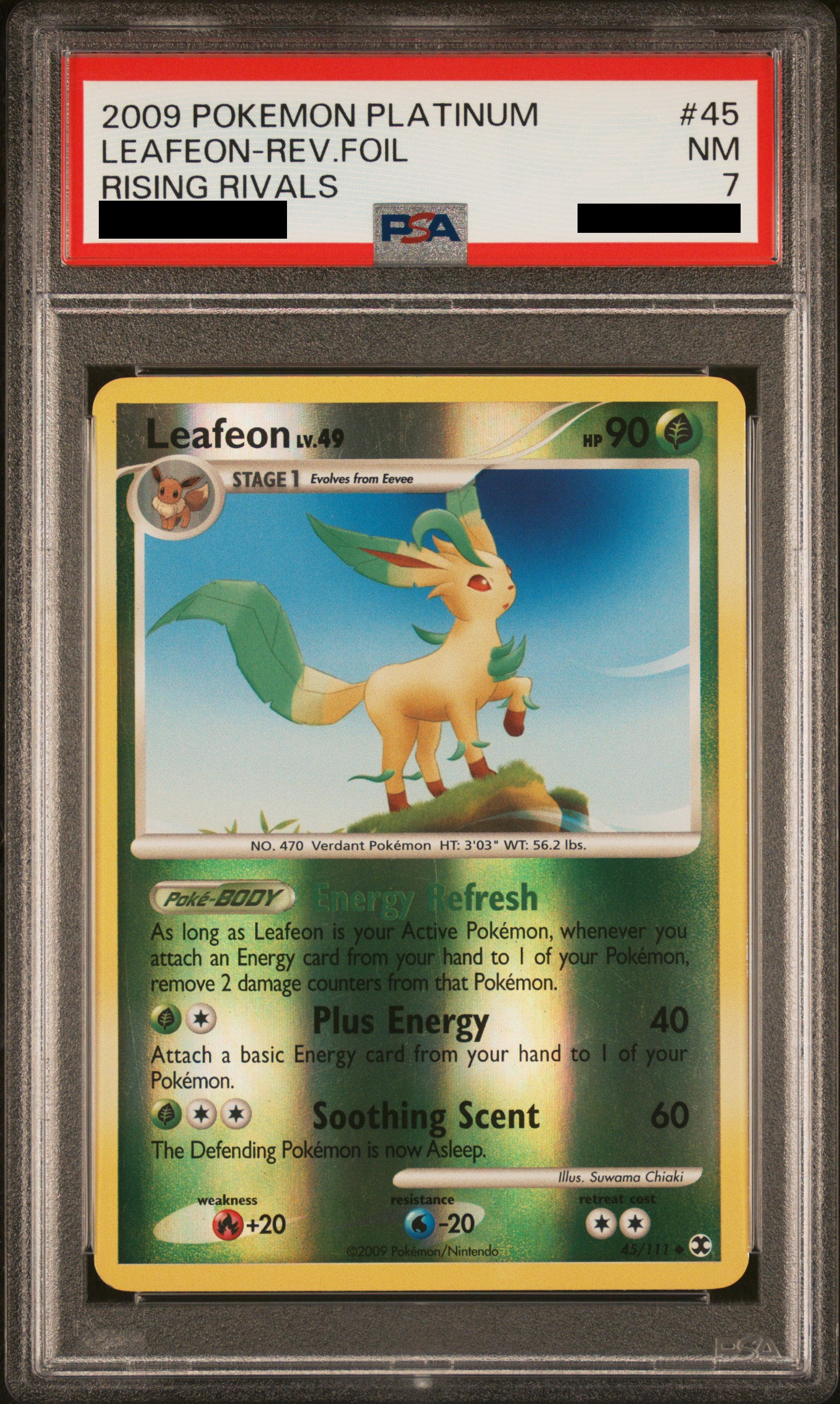 PSA 7 NM Leafeon - Rising Rivals Reverse Holo 45/111