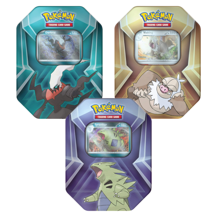 Triple Whammy Collector Tin featuring Darkrai, Slaking or Tyranitar