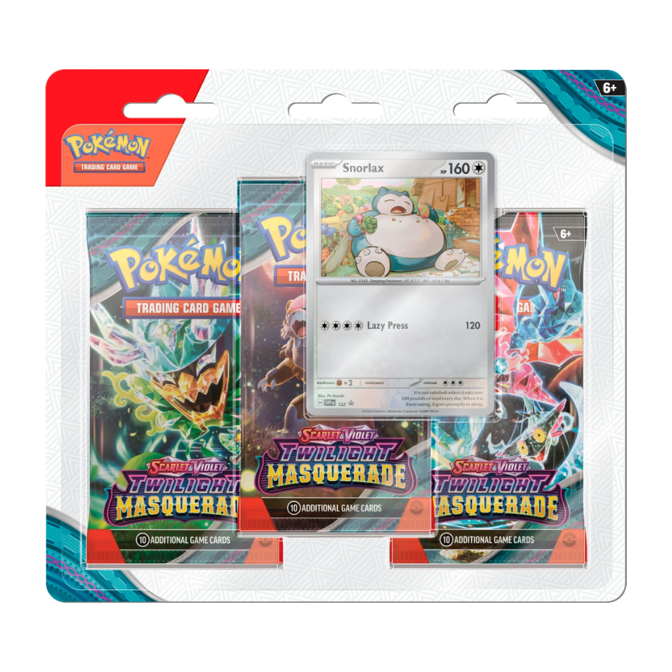 Twilight Masquerade 3x Booster Pack Blister with either Revavroom/Snorlax Promo