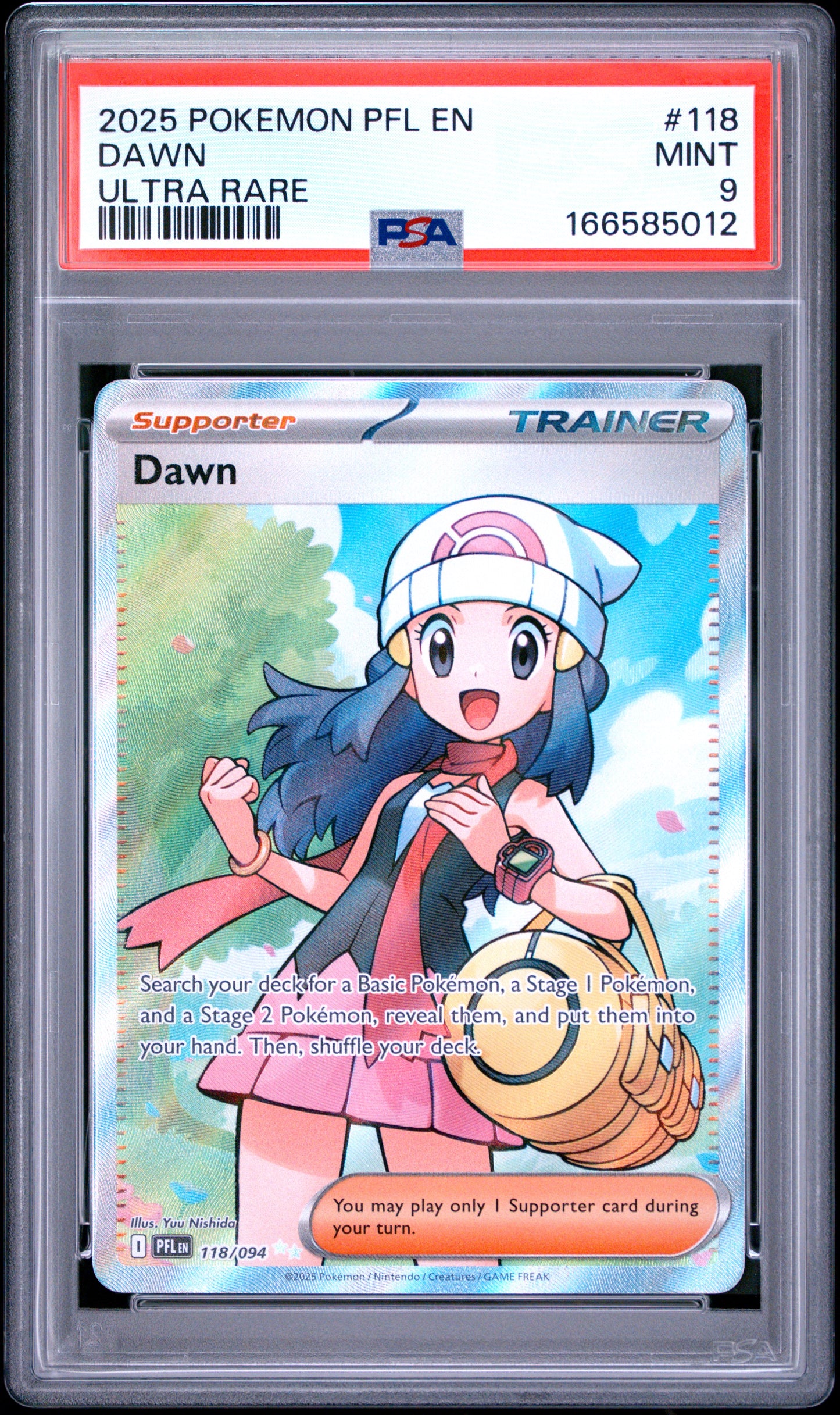 PSA 9 MINT Dawn - Phantasmal Flames - Ultra Rare 118/094