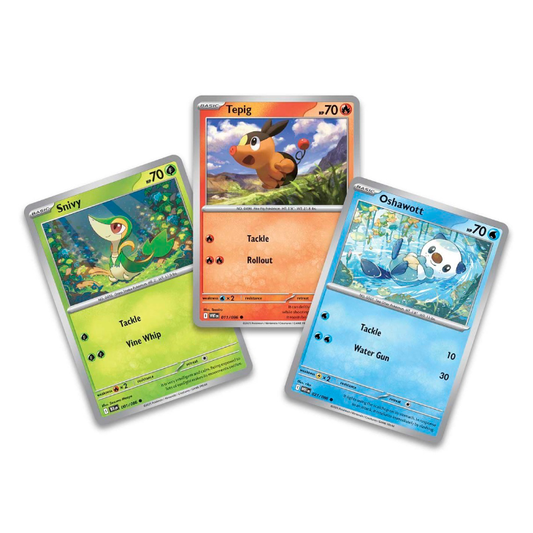 Unova Starters 3-Card Promo Set - Holo Promos Snivy, Tepig & Oshawott (Meowth Club)