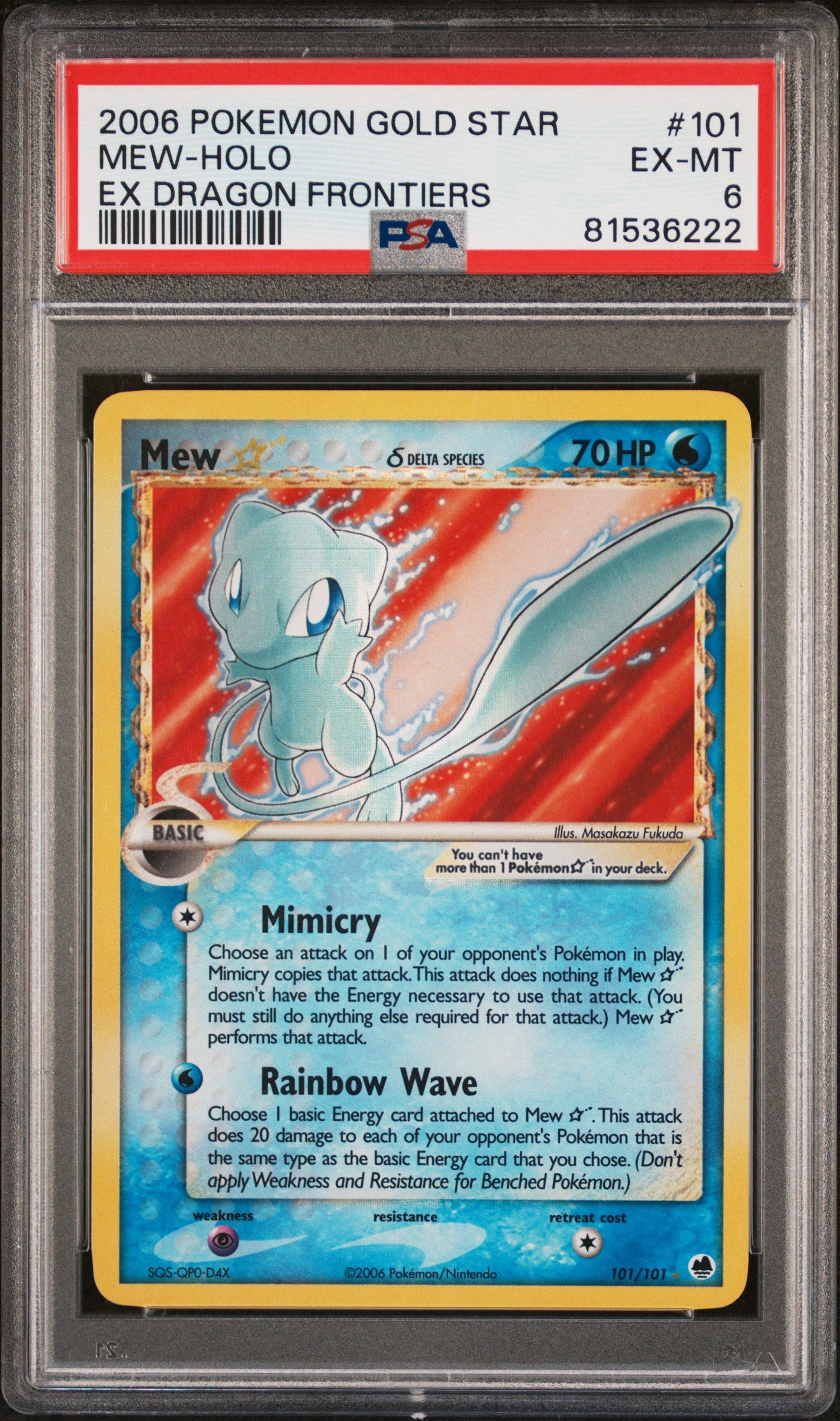 PSA 6 EX-MT Mew Gold Star - Dragon Frontiers Gold Star 101/101 *NOT SOLD OUT*