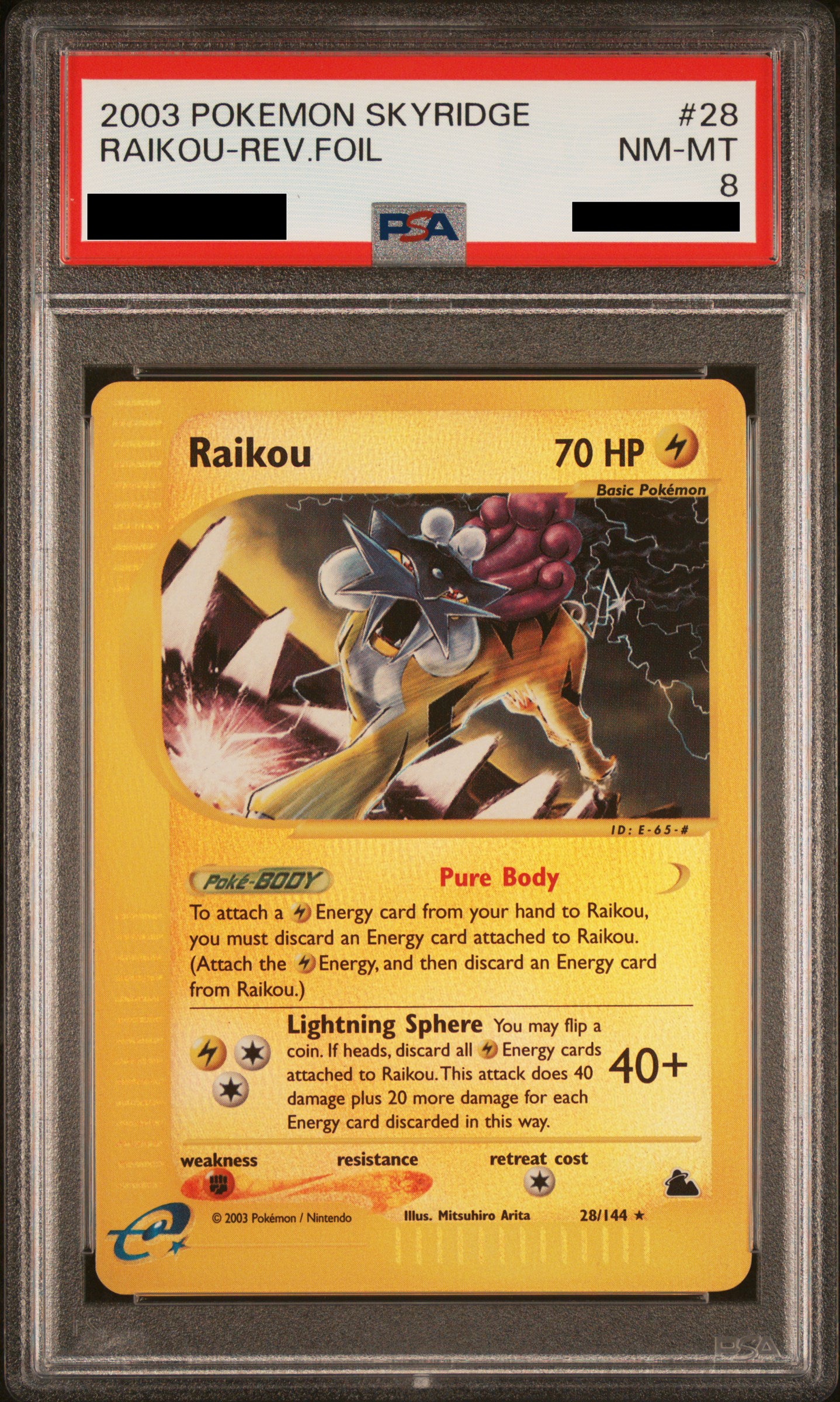 PSA 8 NM-MT Raikou - Skyridge Reverse Holo 28/144