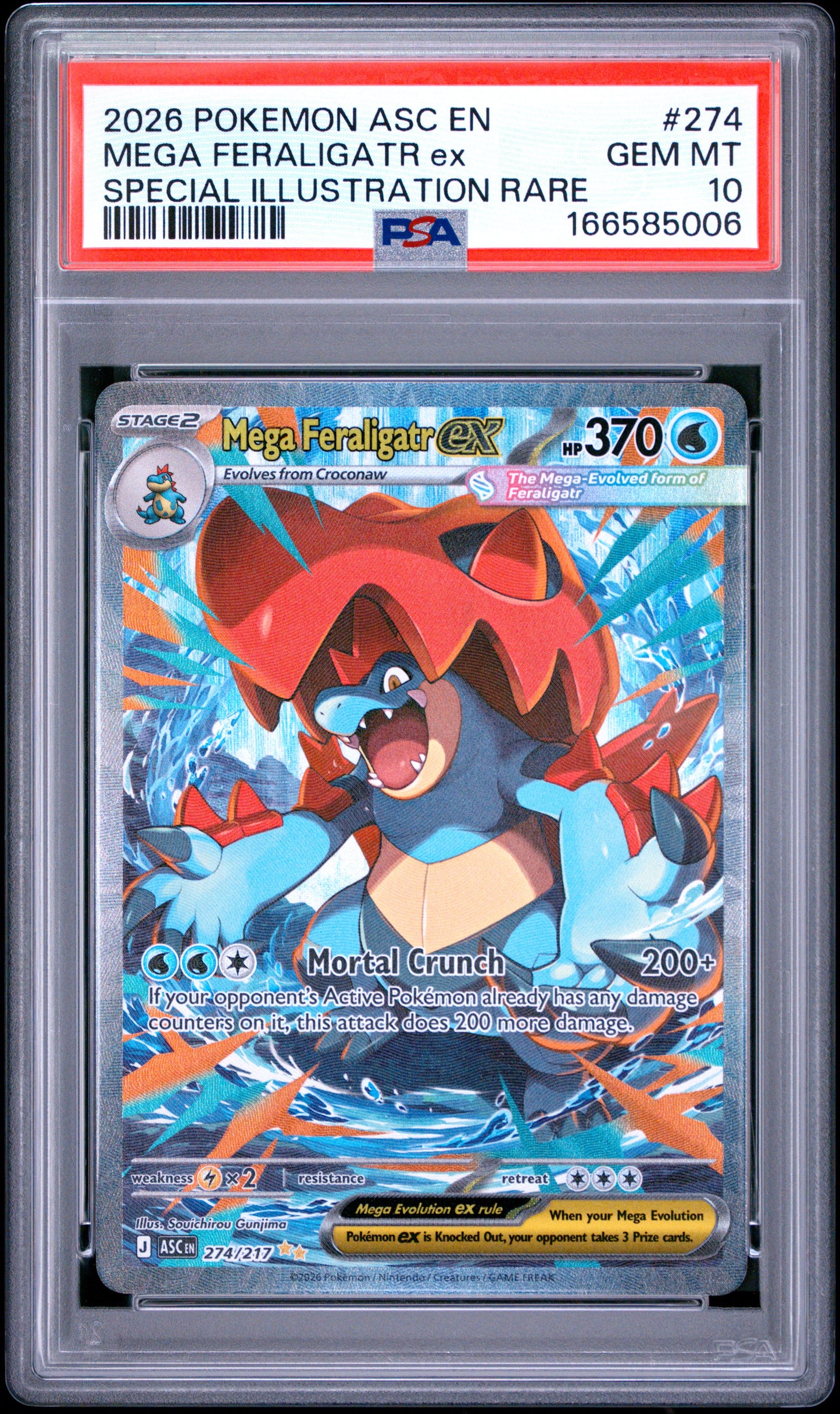 PSA 10 GEM MT Mega Feraligatr ex - Ascended Heroes Special Illustration Rare 274/217