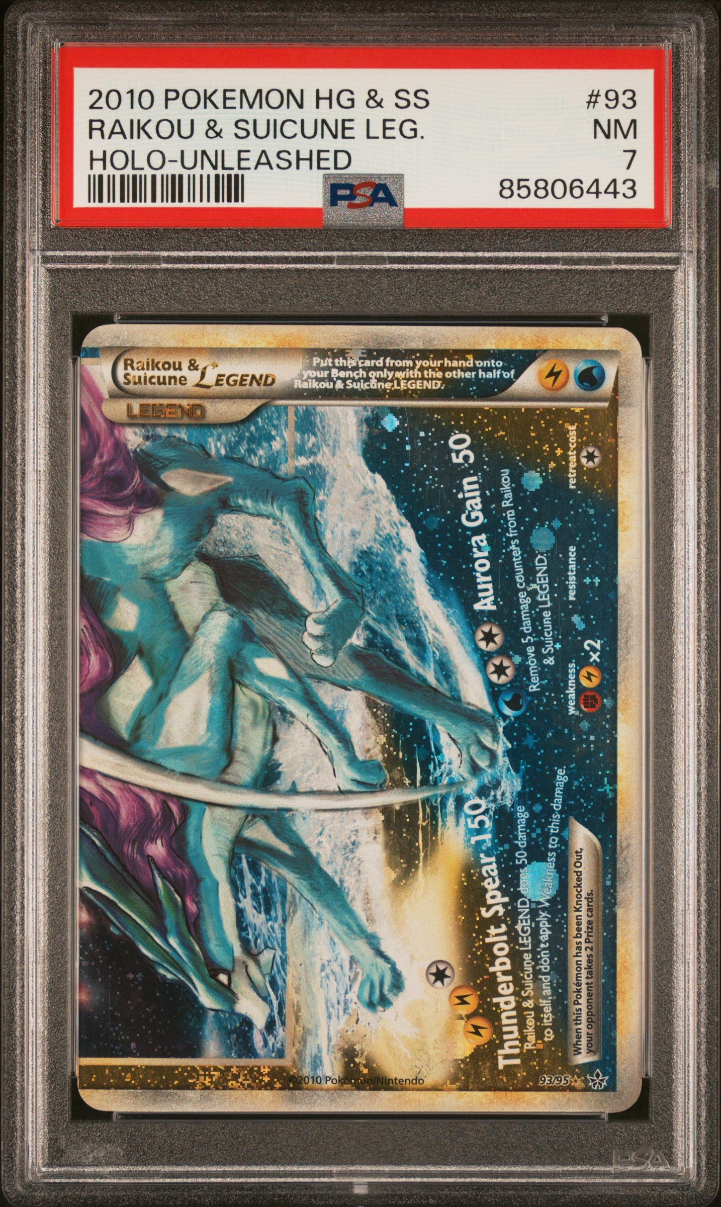 **Sequential Slabs!** PSA 8 & 7 Raikou & Suicune Legend HGSS Unleashed 92/95 & 93/95
