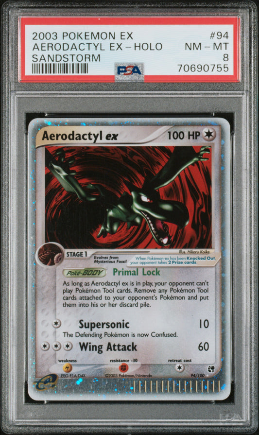 PSA 8 NM-MT Aerodactyl EX - Sandstorm Holo EX 94/100