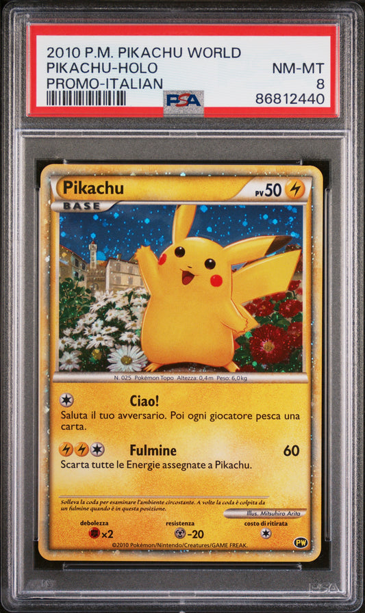 PSA 8 NM-MT Pikachu - Pikachu World Collection 2010 Holo Promo *Italian*