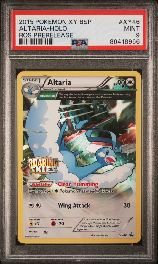 PSA 9 MINT Altaria XY46 Pre-release Roaring Skies stamped promo
