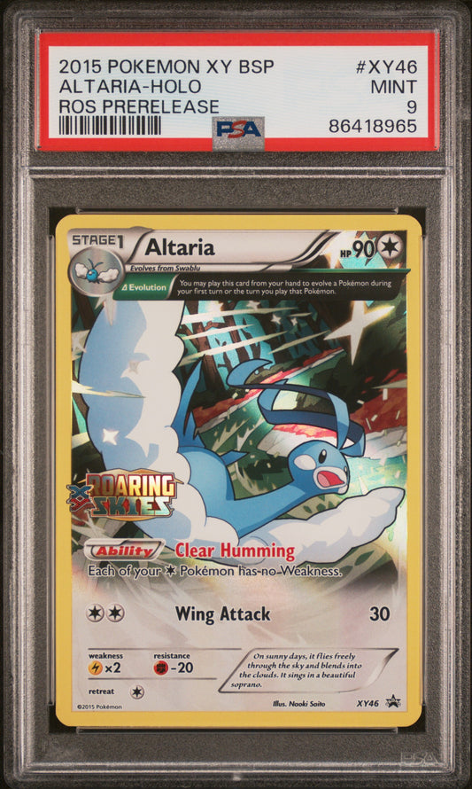 PSA 9 MINT Altaria XY46 Pre-release Roaring Skies stamped promo