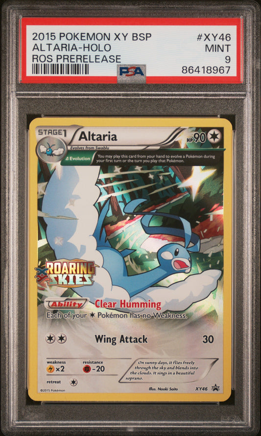 PSA 9 MINT Altaria XY46 Pre-release Roaring Skies stamped promo
