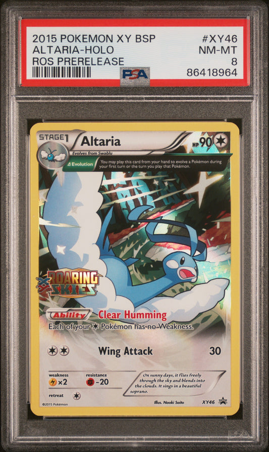 PSA 8 NM-MT Altaria XY46 Pre-release Roaring Skies stamped promo