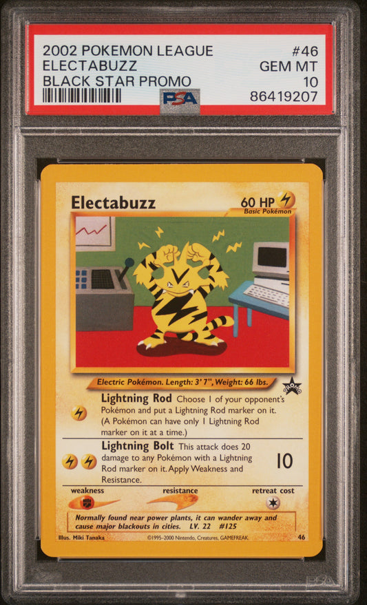 PSA 10 GEM MT Electabuzz - WotC 2002 Black Star Promo #46