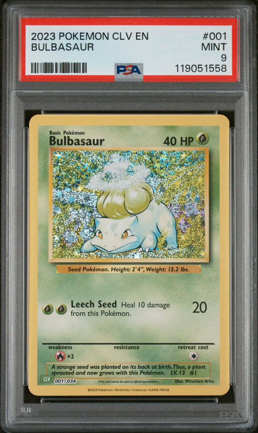 PSA 9 MINT Bulbasaur - Trading Card Game Classic CLV Holo 001/034