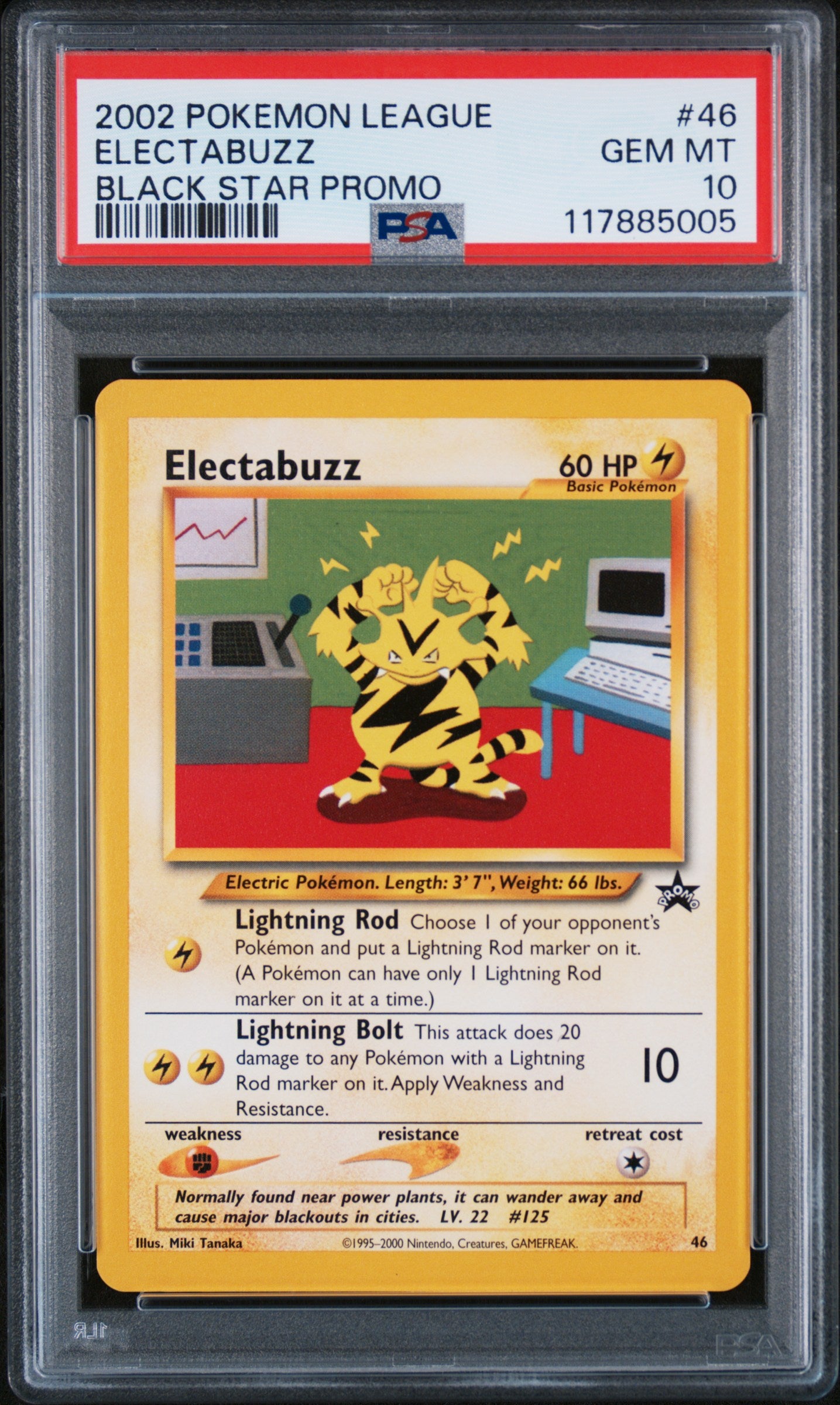 PSA 10 GEM MT Electabuzz - WotC 2002 Black Star Promo #46