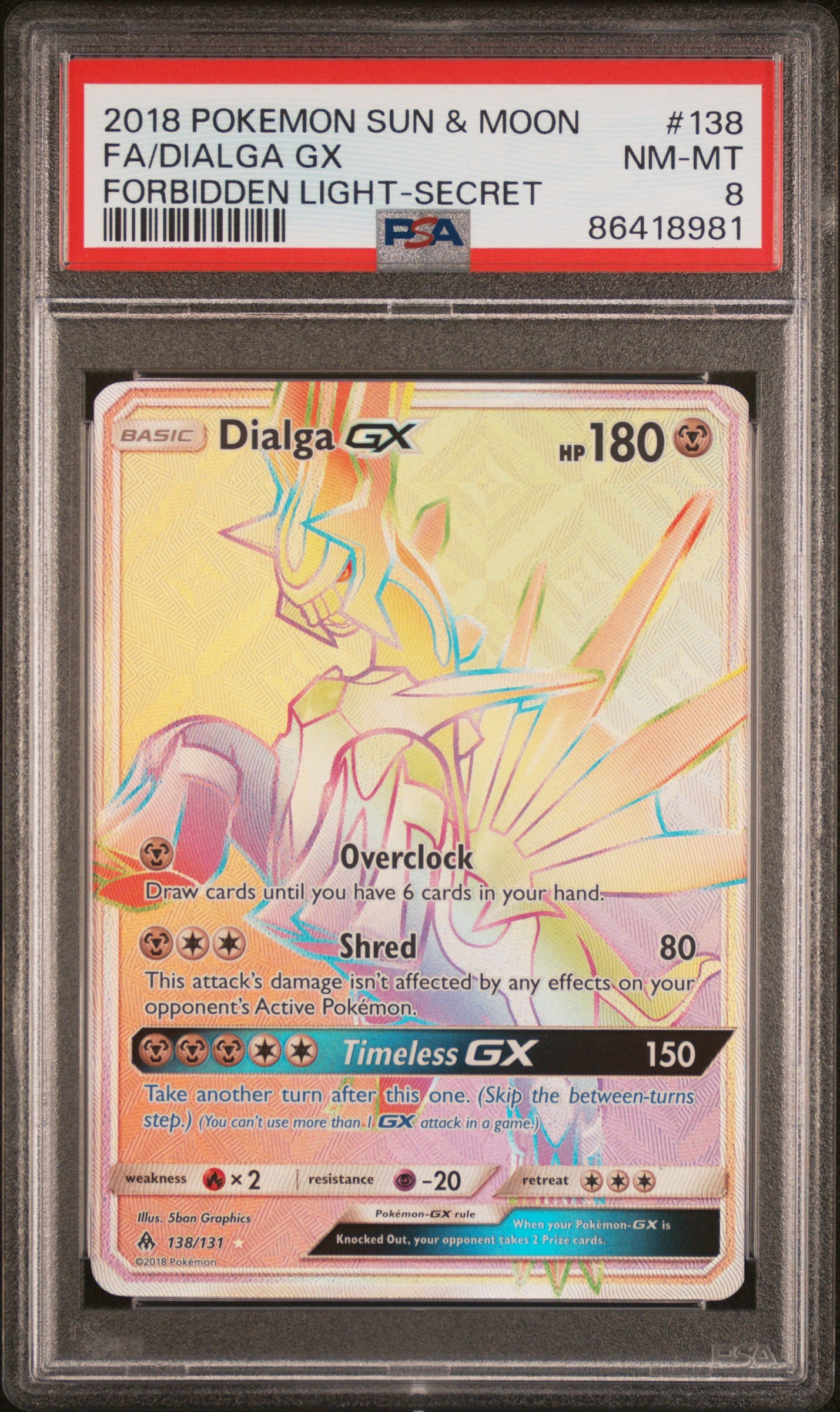 **Sequential Slabs!** PSA 8 & 9 S&M Forbidden Light Dialga GX 138/131 & Palkia GX 132/131