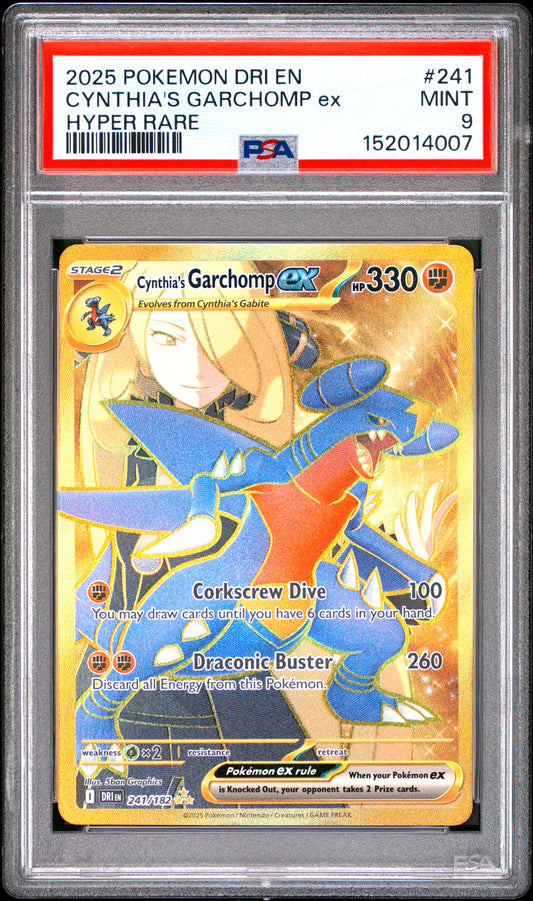 PSA 9 MINT Cynthia's Garchomp ex - Destined Rivals Hyper Rare 241/182