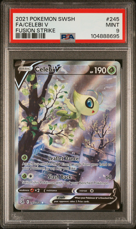 PSA 9 MINT Celebi V - Fusion Strike Alternate Art Holo 245/264