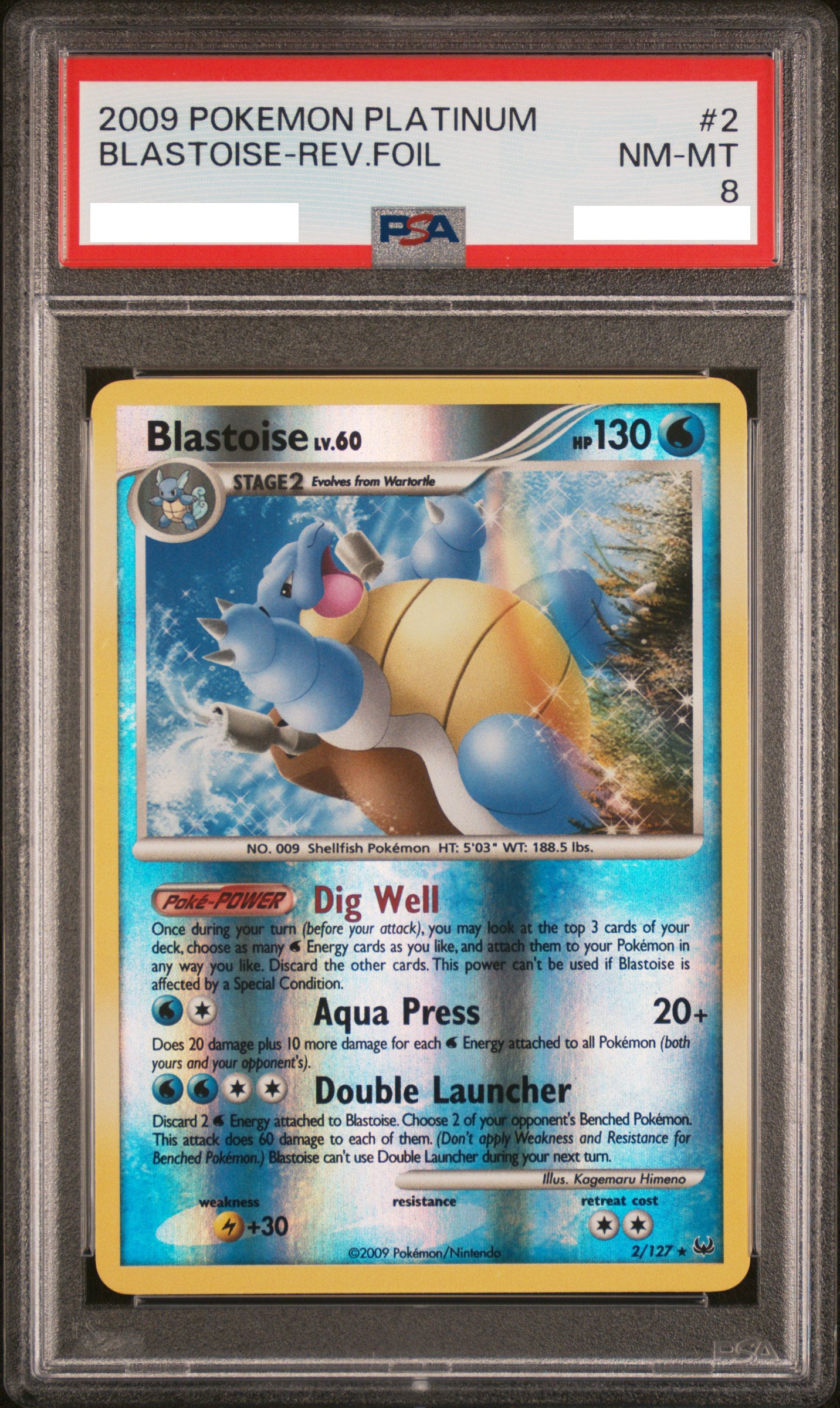 PSA 8 NM-MT Blastoise - Platinum Reverse Holo Rare 2/127