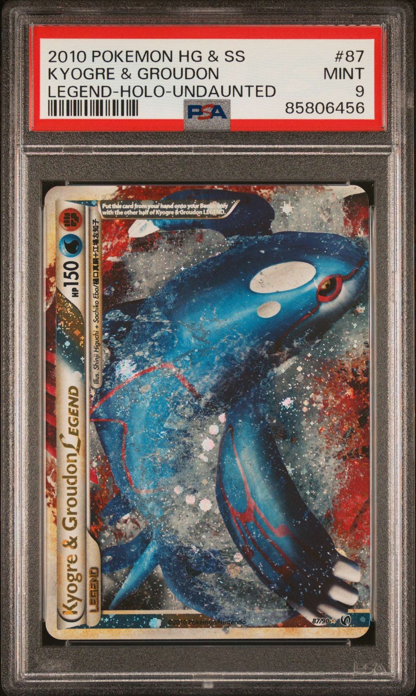 **Sequential Slabs!** PSA 9 & 8 Kyogre & Groudon Legend HGSS Undaunted 87/90 & 88/90