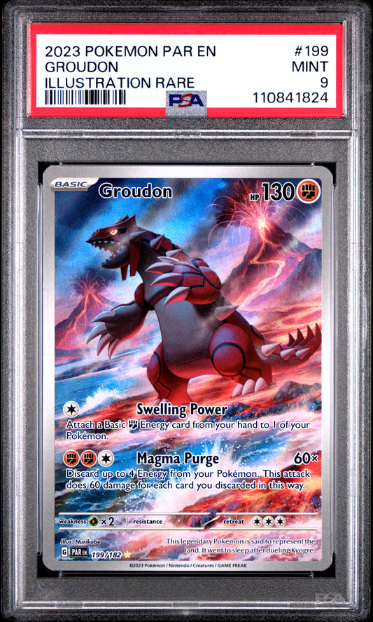 PSA 9 MINT Groudon - Paradox Rift "IR" Holo 199/182