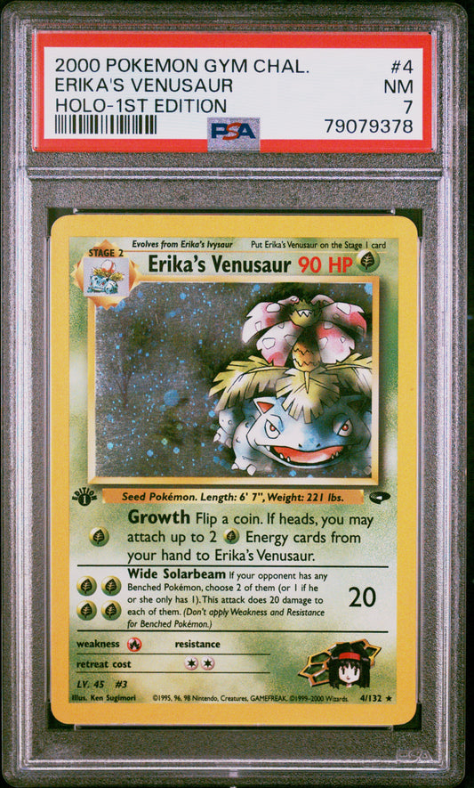 PSA 7 NM Erika's Venusaur - *1st Edition* Gym Challenge Holo 4/132