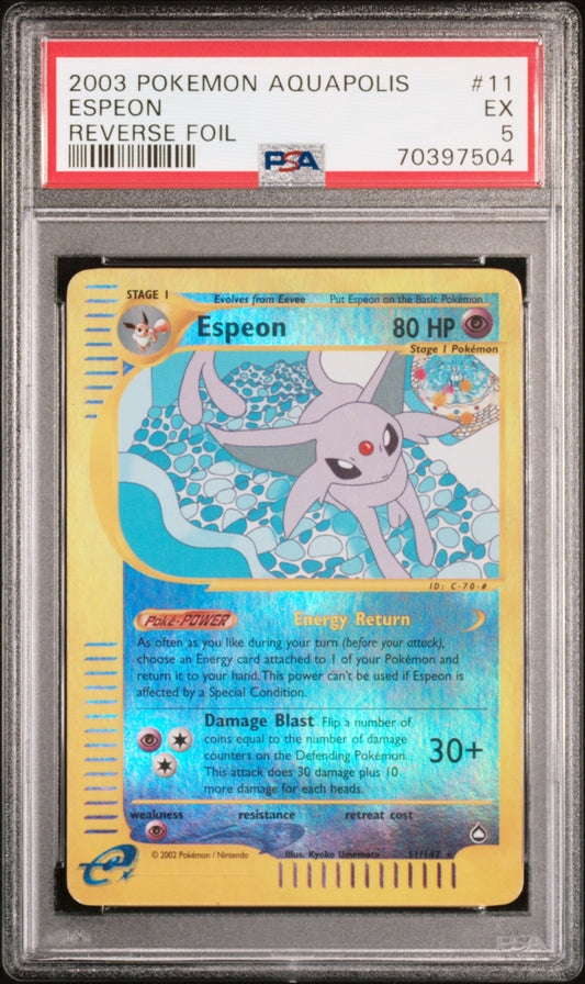 PSA 5 EX Espeon - Aquapolis Reverse Holo 11/147