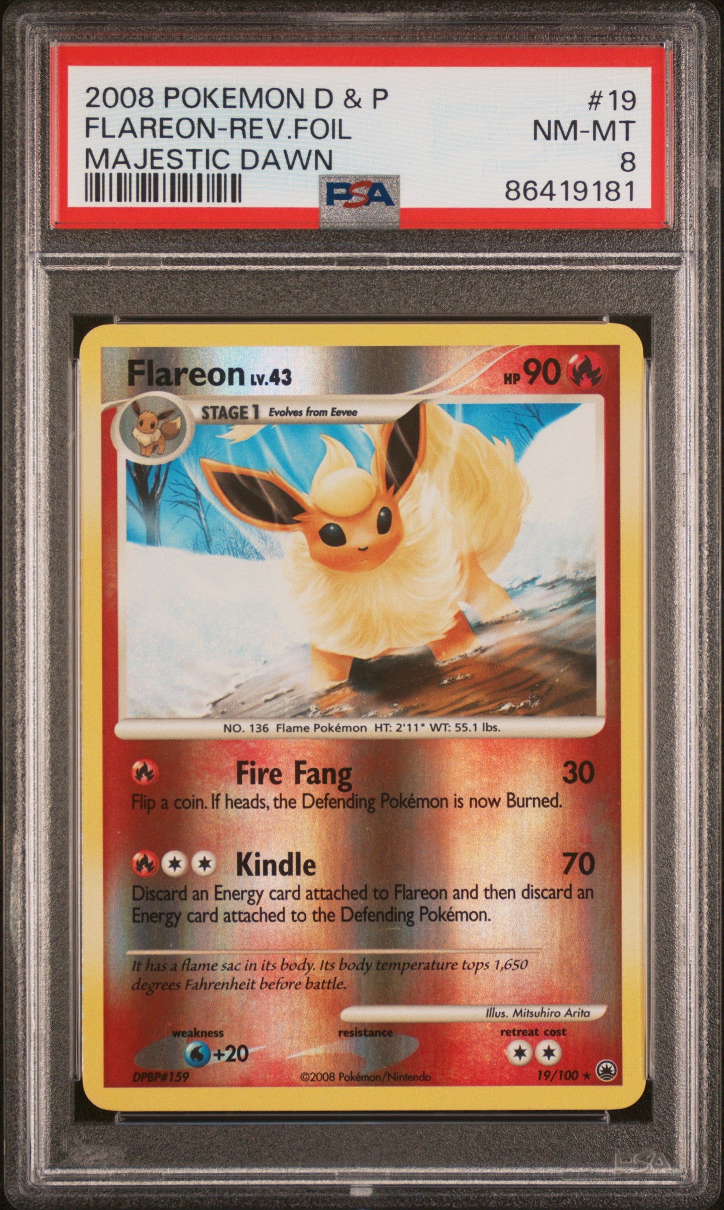 PSA 8 NM-MT Flareon - Majestic Dawn Reverse Holo Rare 19/100