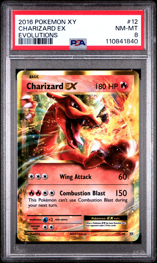PSA 8 NM-MT Charizard EX - Evolutions Ultra Rare 12/108