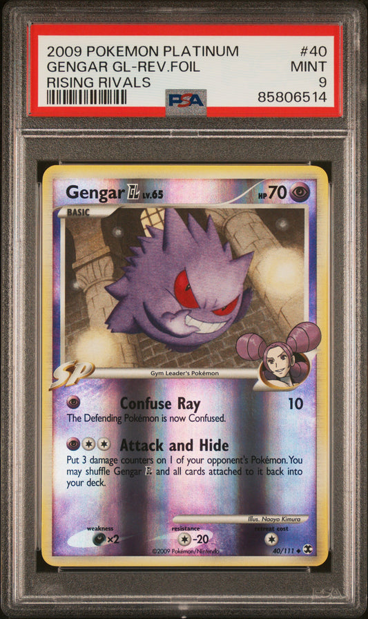 PSA 9 MINT Gengar GL - Rising Rivals Reverse Holo 40/111