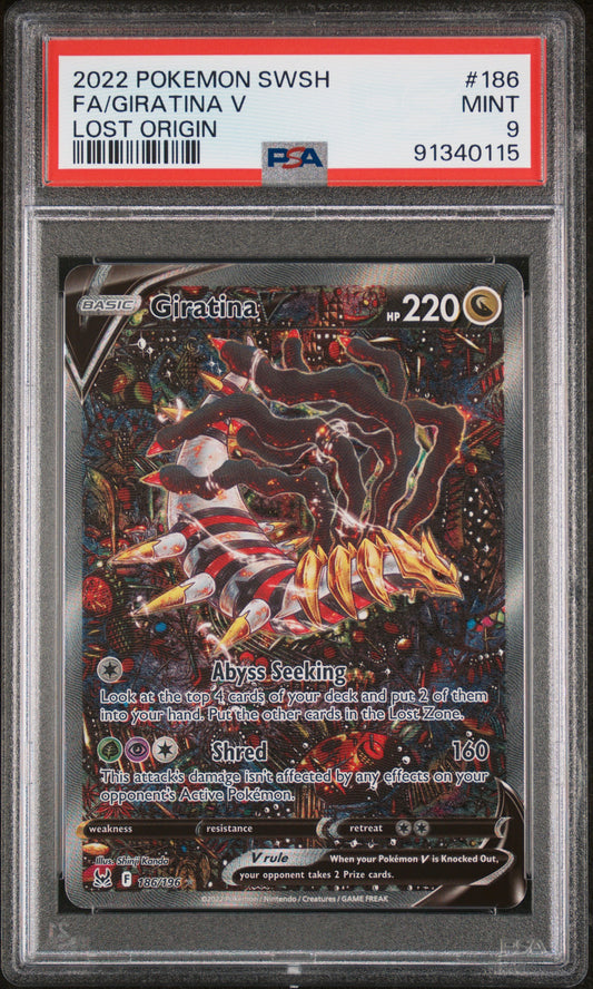 PSA 9 MINT Giratina V - Lost Origin Alternate Art Holo 186/196