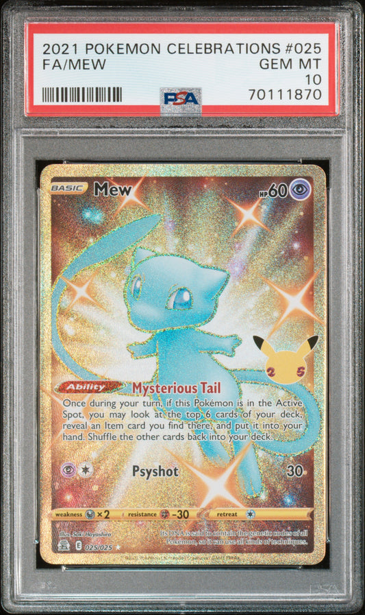 PSA 10 GEM MT Mew - Celebrations Gold Full Art 025/025