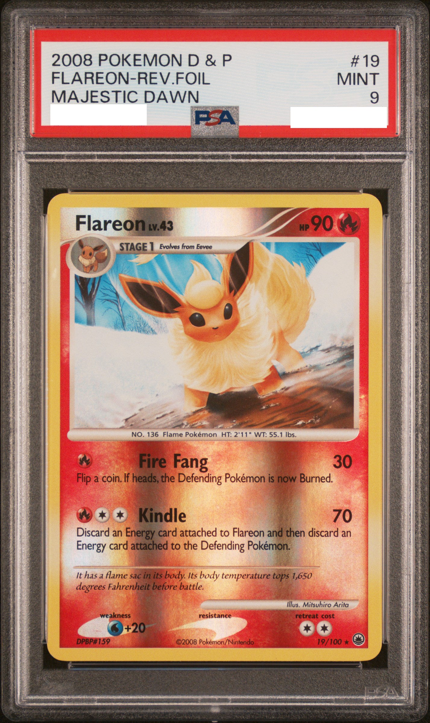 PSA 9 MINT Flareon - Majestic Dawn Reverse Holo Rare 19/100