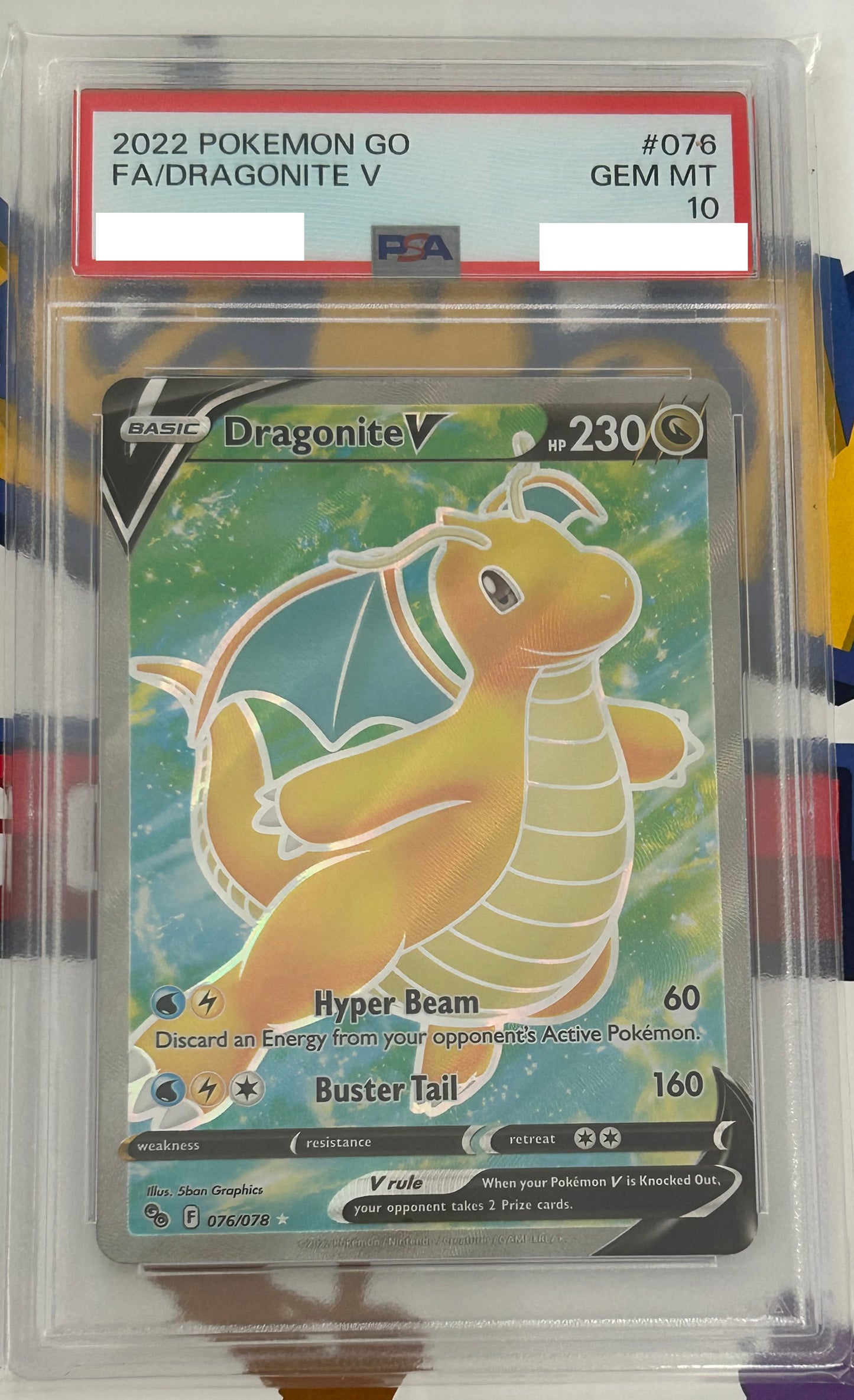 PSA 10 GEM MT Dragonite V - Pokemon Go (English) Full Art Holo 076/078