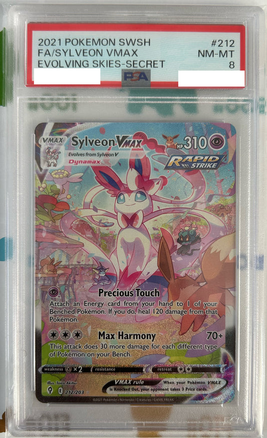 PSA 8 NM-MT Sylveon VMAX - Evolving Skies Alternate Art Holo 212/203