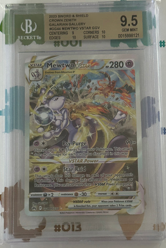 BECKETT 9.5 GEM MINT Mewtwo VSTAR - Crown Zenith Galarian Gallery Holo GG44/GG70