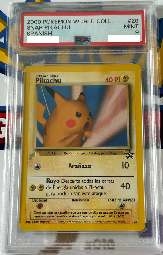 PSA 9 MINT Pikachu - Pokemon World Collection 2000 Non-Holo Promo 26 *Spanish*