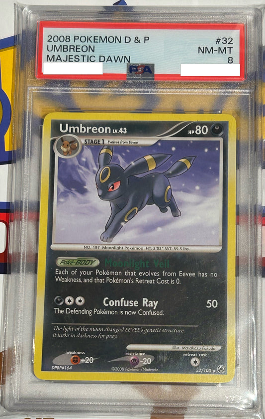 PSA 8 NM-MT Umbreon - Majestic Dawn Non-Holo Rare 32/100