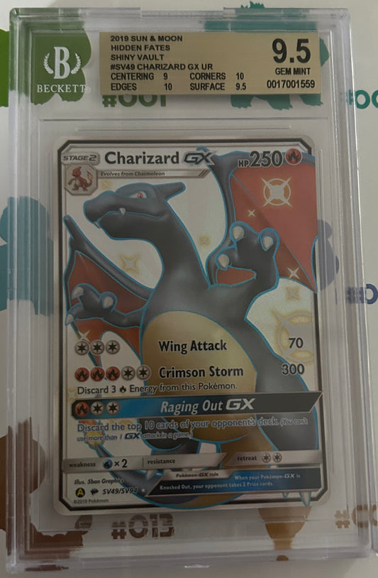 BECKETT 9.5 GEM MT Charizard GX - Hidden Fates Shiny Vault SV49/SV94 (Copy)