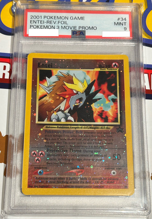 PSA 9 MINT Entei - WotC Promo Reverse Holo 34