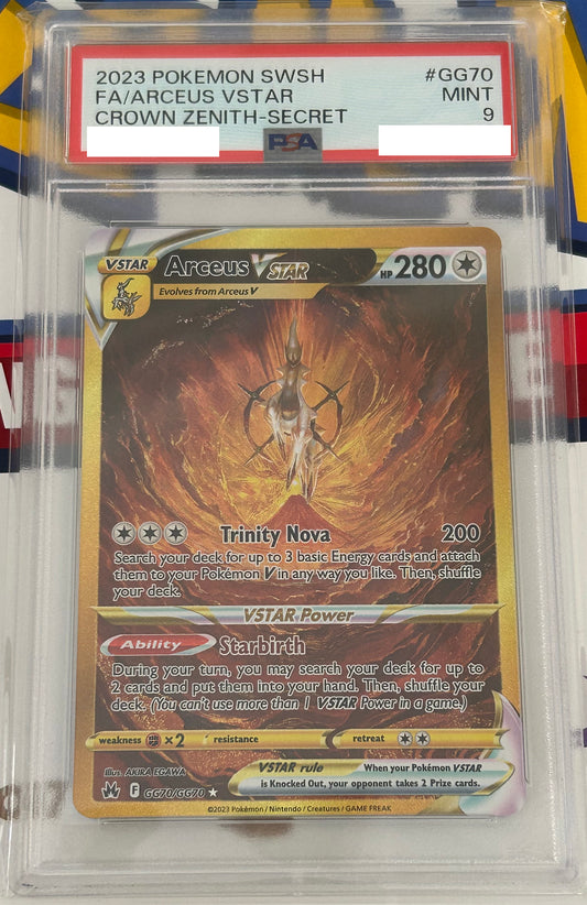 PSA 9 MINT Arceus VSTAR - Crown Zenith Galarian Gallery Gold Holo GG70/GG70