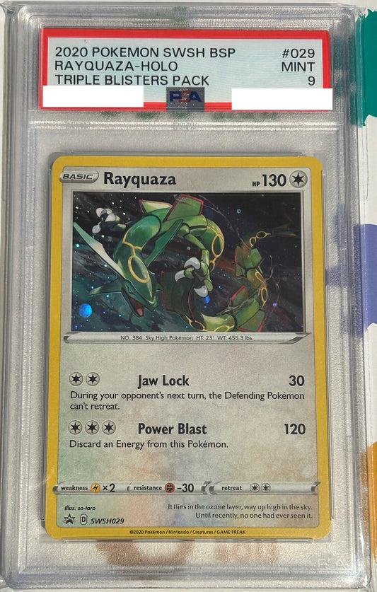 PSA 9 MINT Rayquaza - SWSH Promo Holo SWSH029