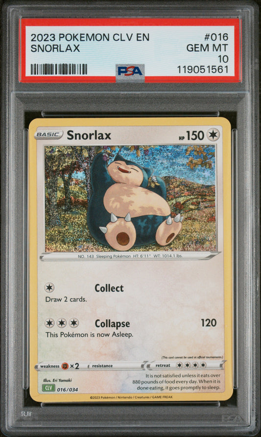 PSA 10 GEM MT Snorlax - Trading Card Game Classic CLV Holo 016/034