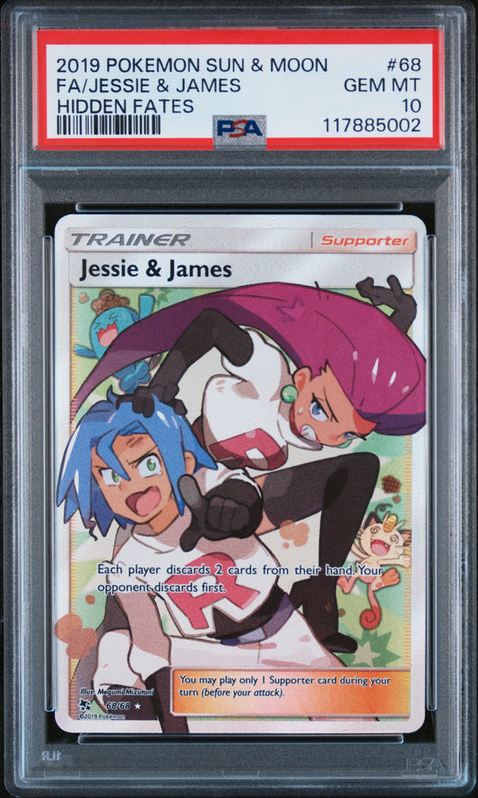 PSA 10 GEM MT Jessie & James - Hidden Fates Full Art SV68/SV94