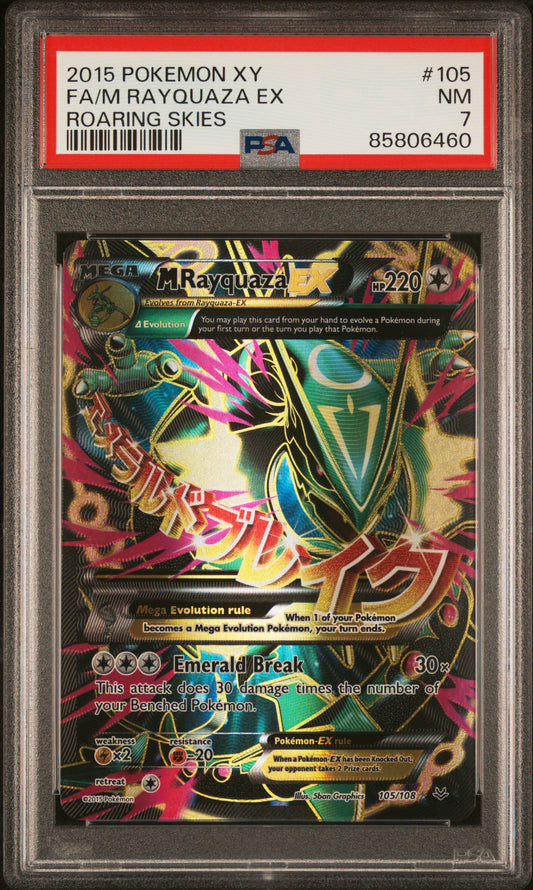 PSA 7 NM M Rayquaza EX - Roaring Skies Full Art 105/108