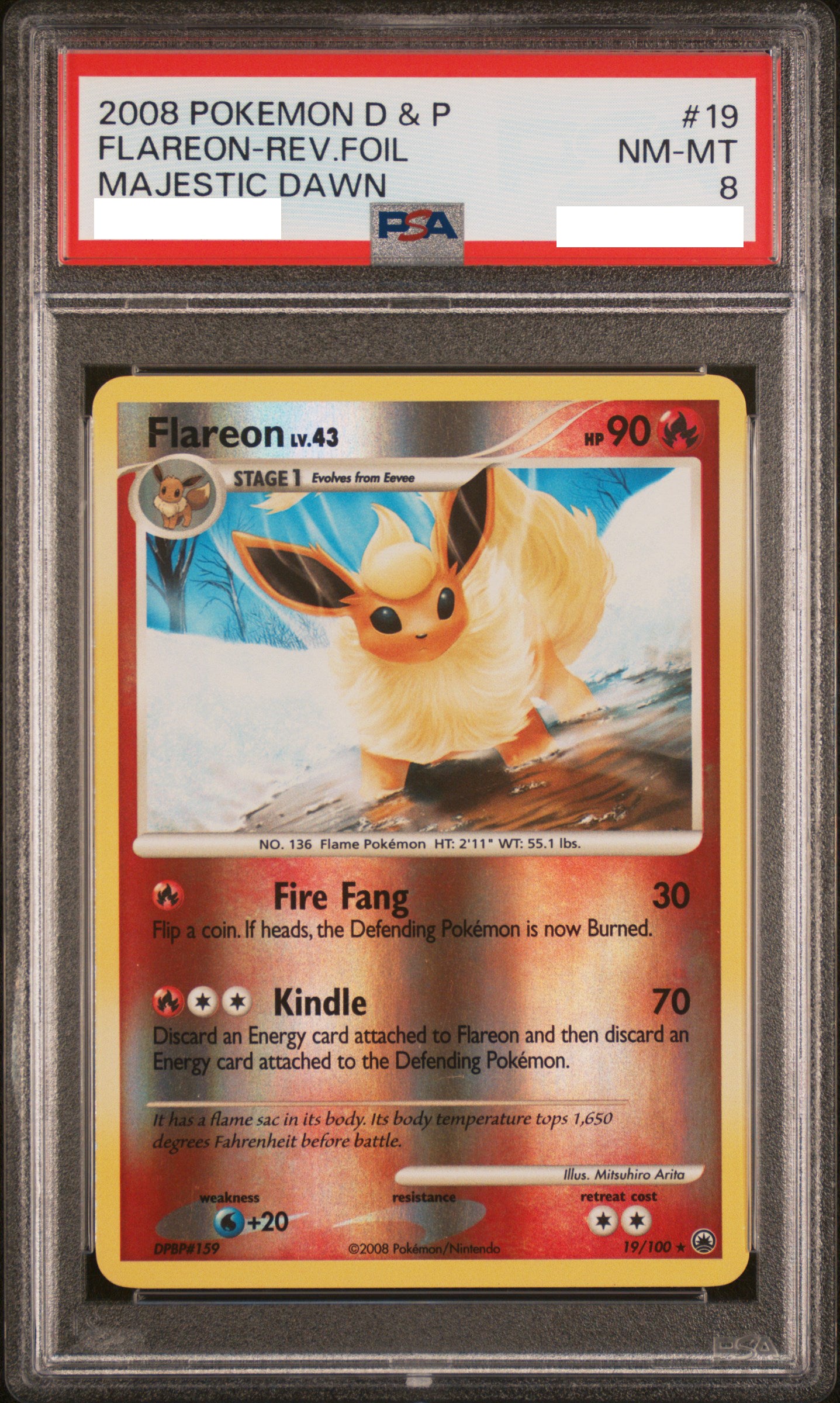 PSA 8 NM-MT Flareon - Majestic Dawn Reverse Holo Rare 19/100