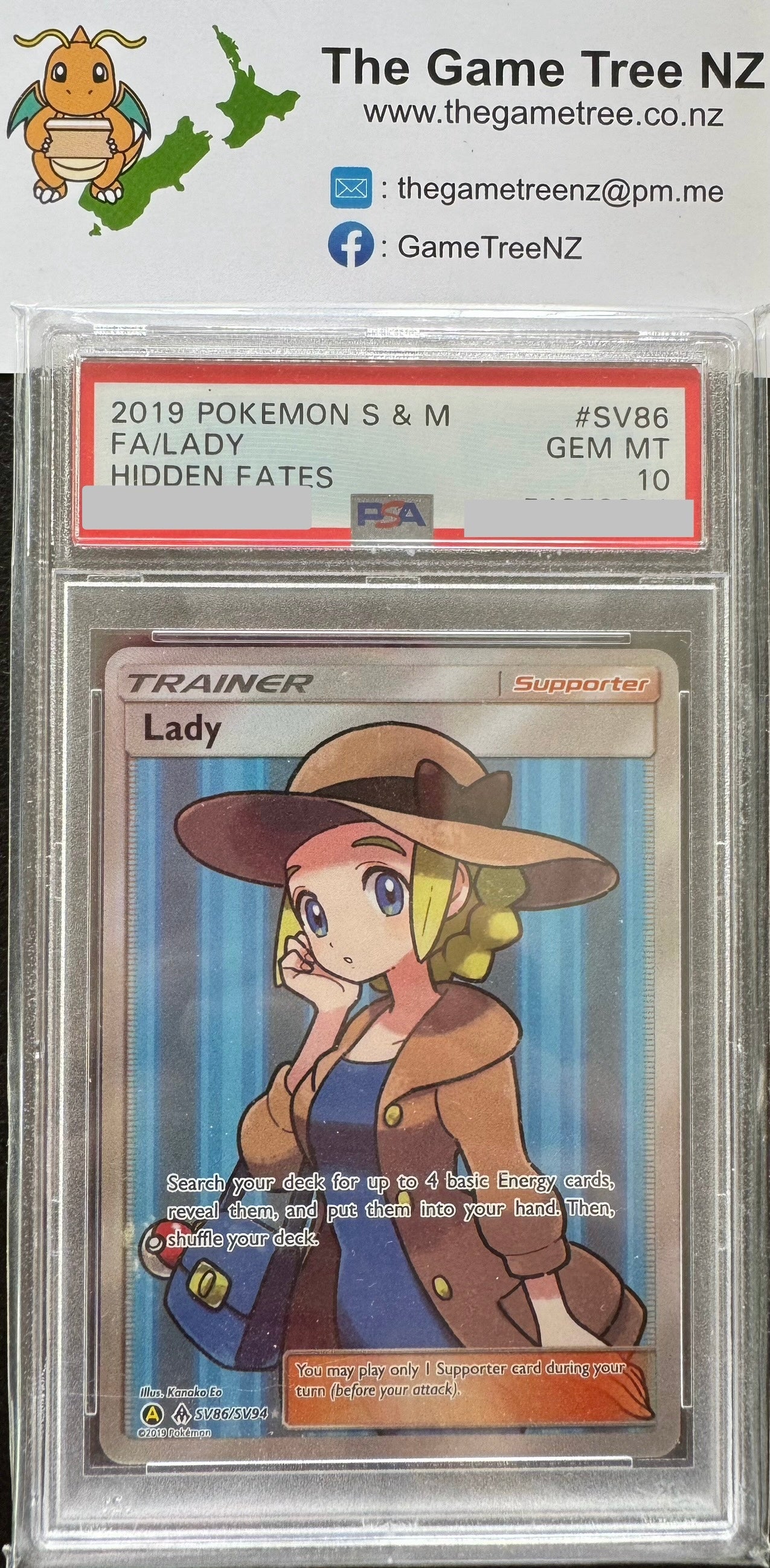 PSA 10 GEM MT Lady - Hidden Fates Full Art SV86/SV94